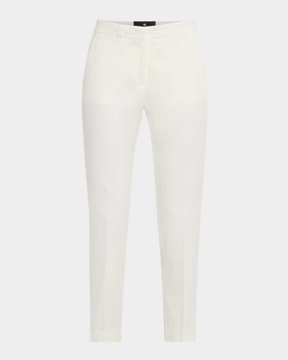 Mid-Rise Stretch Cotton Poplin Cuffed Cigarette Pants